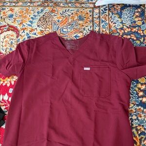 Figs Maroon V-Neck Men's Tee